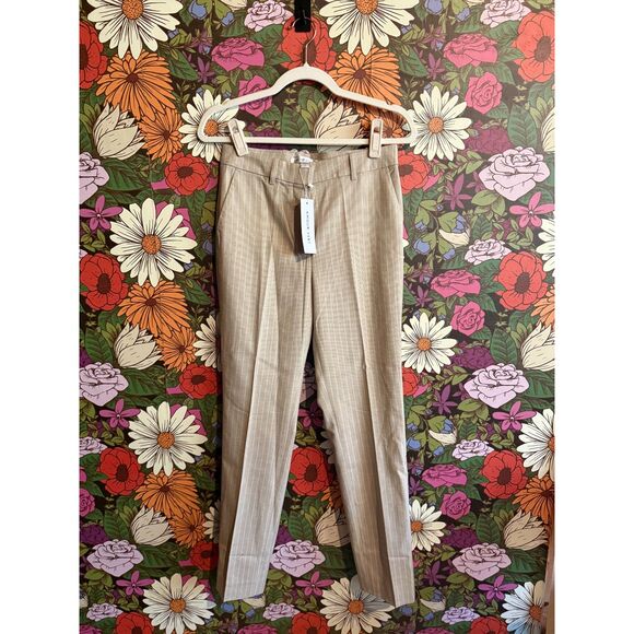 NEW Amour Vert Taper Linen Trouser in San Diego Natural Stripe Size 4 with Tags - Picture 3 of 7